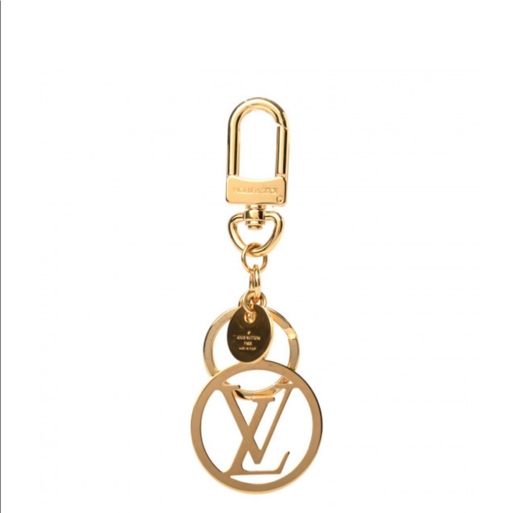 LOUIS VUITTON circle gold bag charm key holder